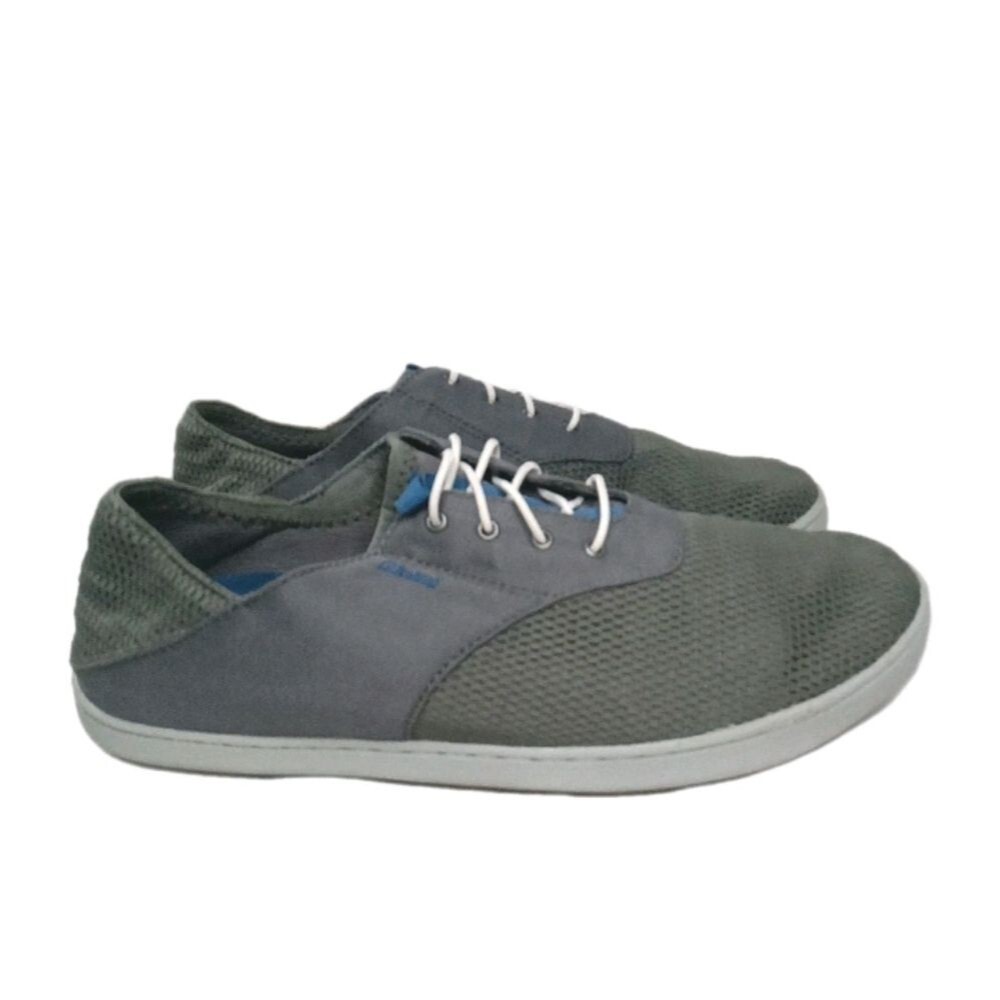 OLUKAI Nohea Moku No Tie Boat Shoes Men's Size 8 Gray~Green Retail $99